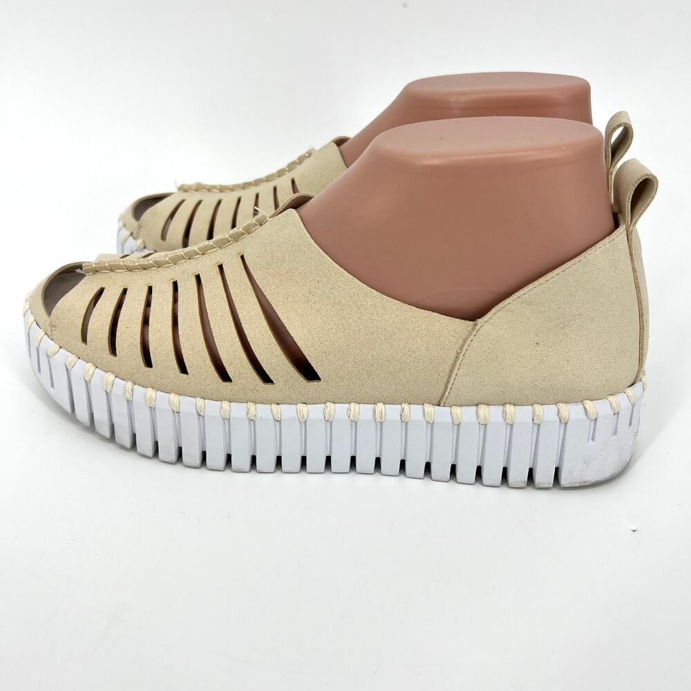 Ilse Jacobsen Tulip Platform Shoe Slip On Open Toe Light Tan Euro Size 40